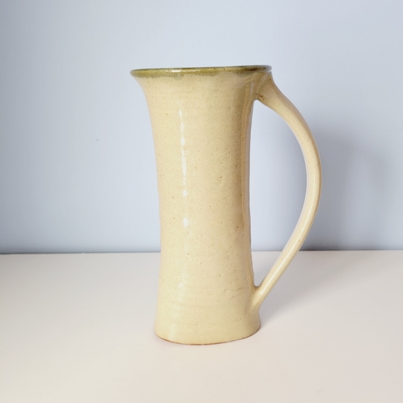Studio Pottery Pitcher Vase Signed Hand Thrown Large Handle - Picture 9 of 14